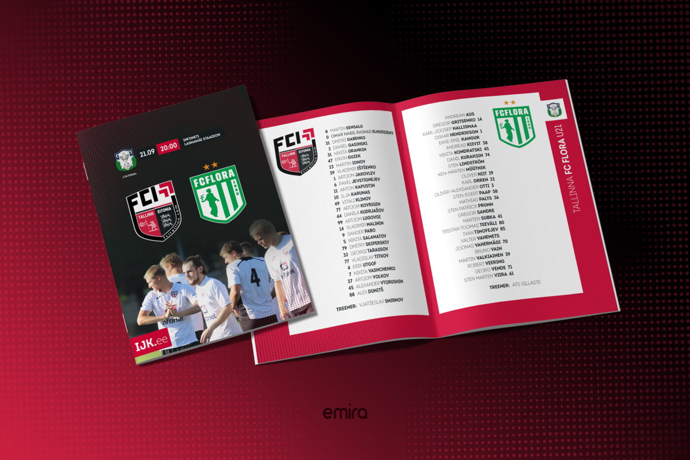 Команда Emira Studio разработала специальный буклет к матчу футбольного клуба FCI Tallinn